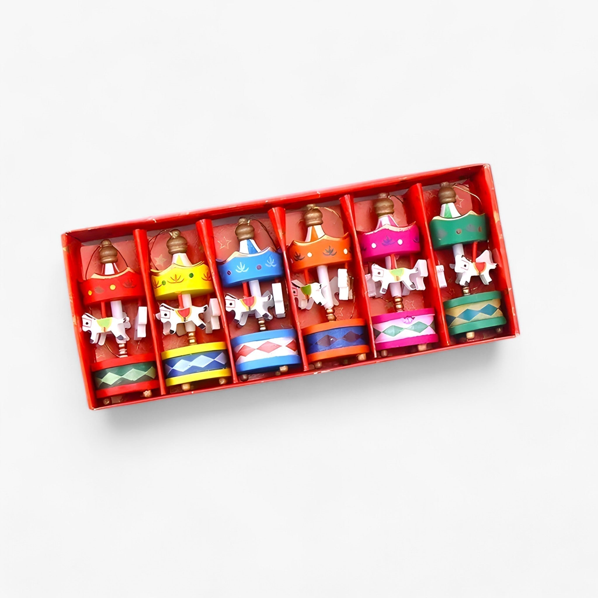 Drejeskive | Miniature træheste ornament til jul - underholdning og gaver til børn - 6 Stykkers - christmas - {{ product_tags }