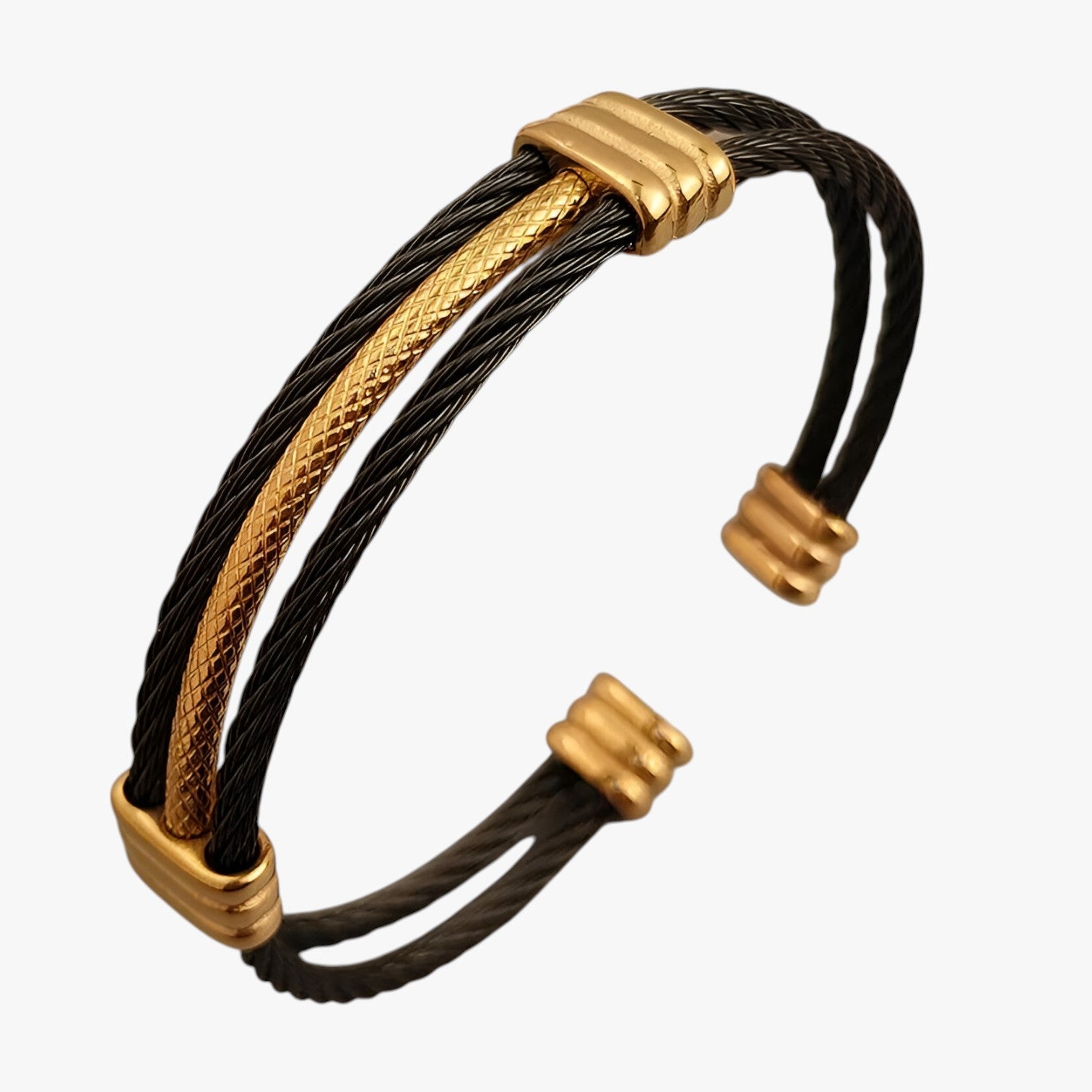 Dakota | Elegant armbånd med rebmønster - Sort og Guld - men's fashion - {{ product_tags }