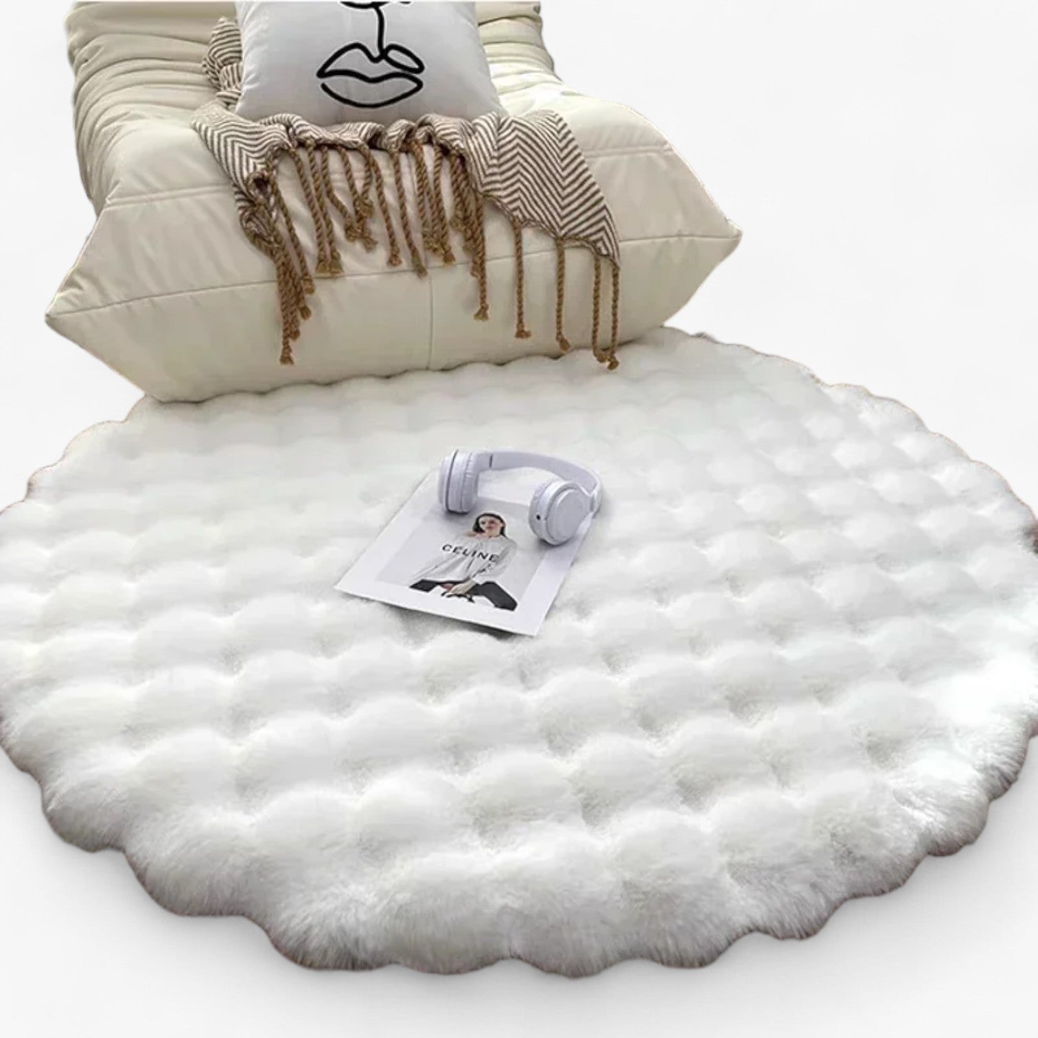 Arionna | Fluffy skridsikkert tæppe til stue og soveværelse - hvid - house & garden - {{ product_tags }