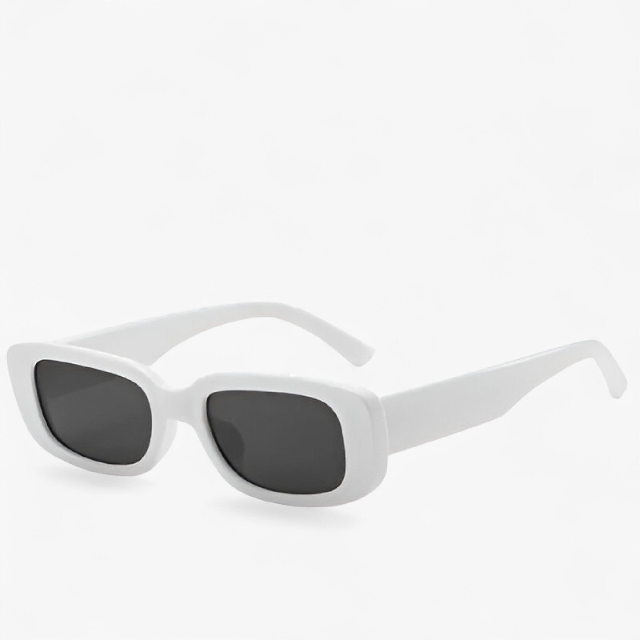 Nico | Unisex retro rektangulære solbriller med sorte linser - hvid grå Som vist - men's fashion - {{ product_tags }