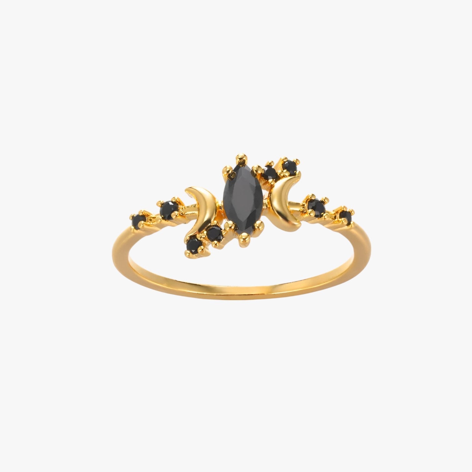 Irene | Sorte Maanring – Stilfuld, Bæredygtig & Fyldt med Symbolik - Guld 7 - watches - {{ product_tags }
