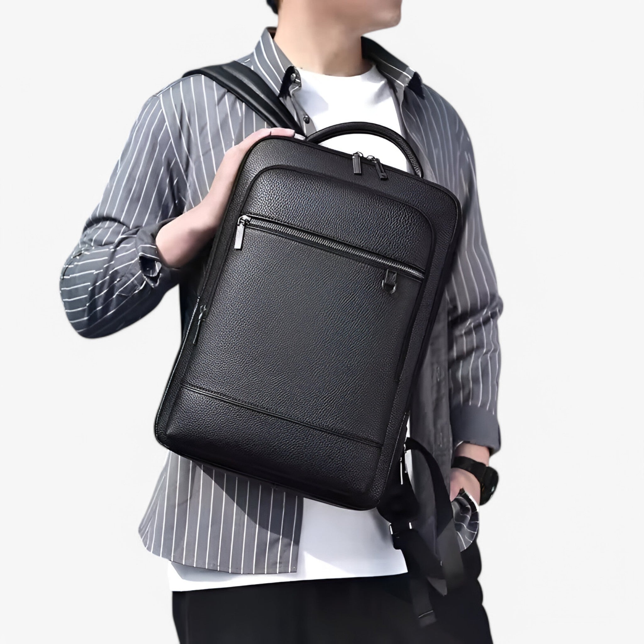 Emil | Læderrygsæk med USB - - bags - {{ product_tags }