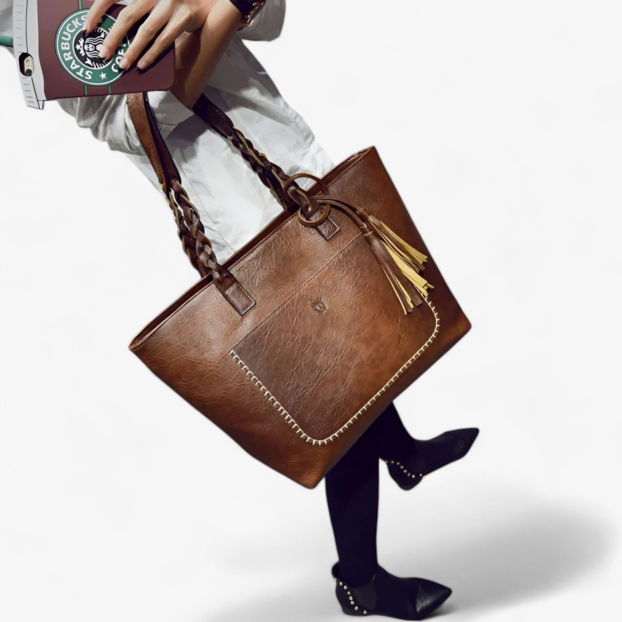 Clea | Lædertaske med kvast - - bags - {{ product_tags }