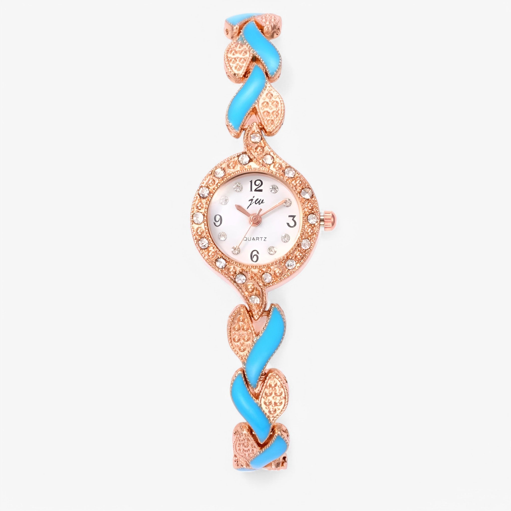Junifer | Stål dameur med rhinsten og quartz urværk - Blå himmel - watches - {{ product_tags }