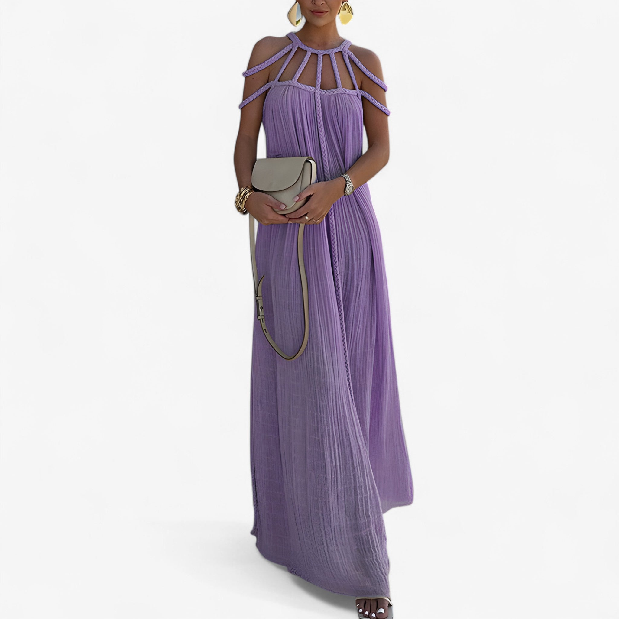 Linette | Lang Kjole - Lilla One size (34-46) - women's fashion - {{ product_tags }