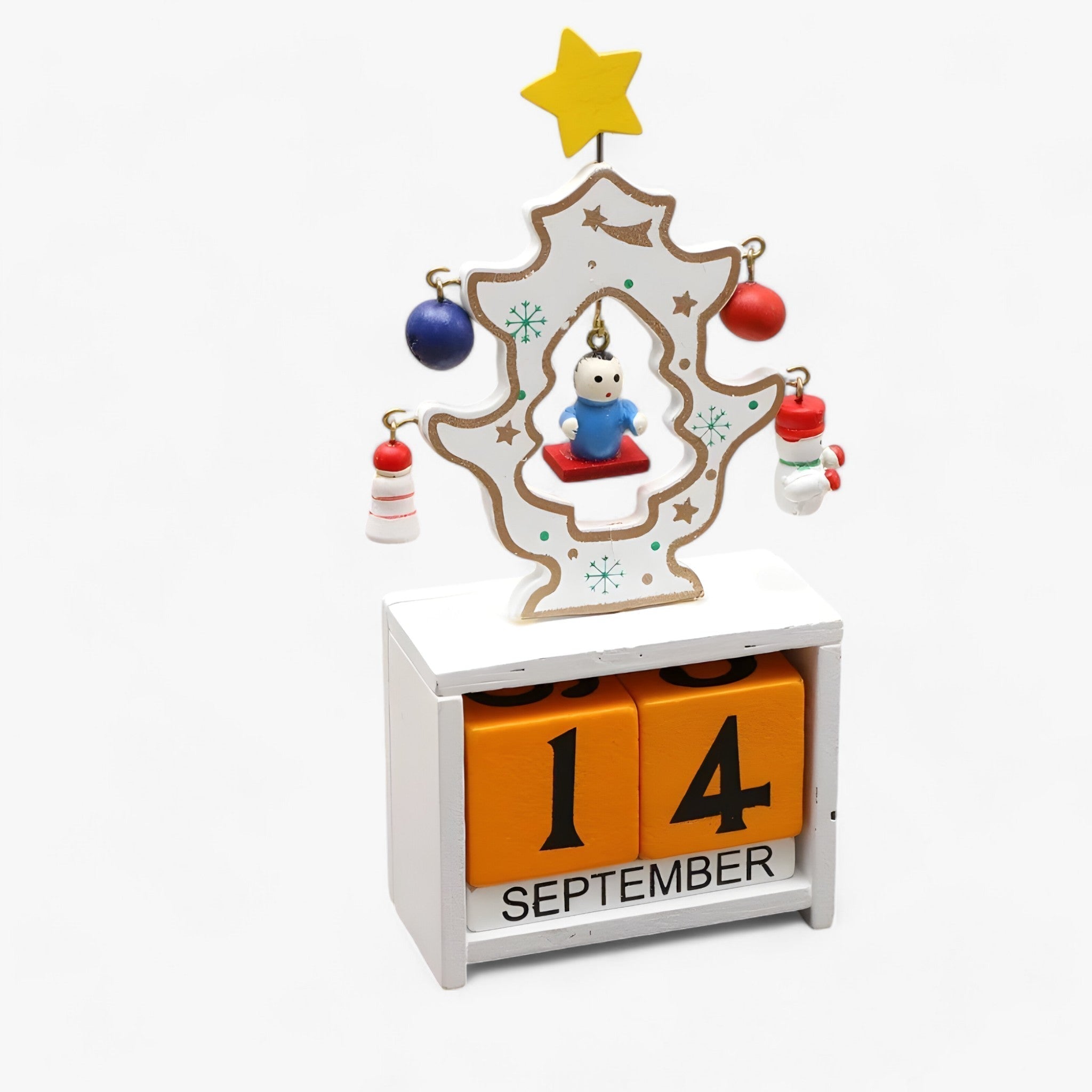 Højtidsnedtælling Magi | Træjulekalender med nisse og snemands - Tilføj spænding til dine højtider - Stil 4 1 +1 GRATIS 7,5X3,3X16cm - christmas - {{ product_tags }