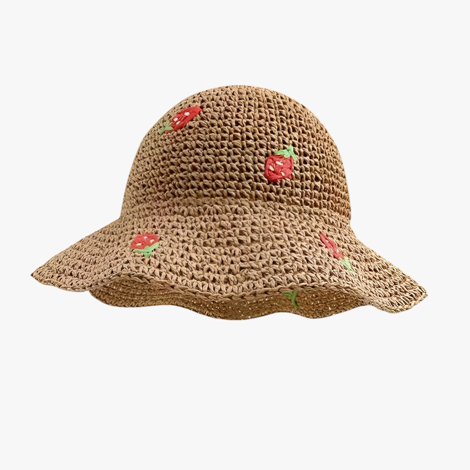 Kira | Jordbær solhat – Foldbar, håndlavet og modebevidst beskyttelse - khaki Én størrelse - women's fashion - {{ product_tags }