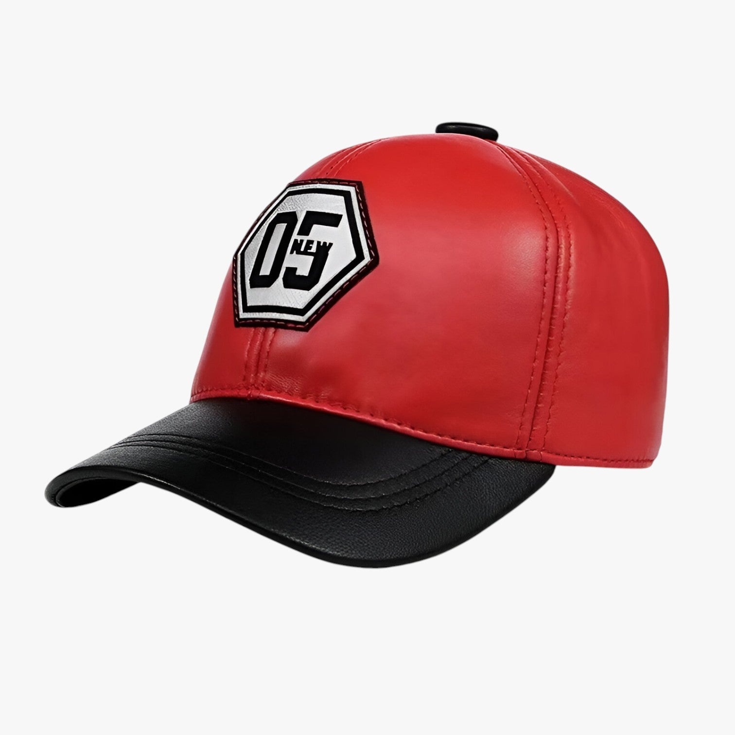 Alessandro | Rød læderhat – Solbeskyttelse med broderet design - Rød 55-58 cm justerbar - men's fashion - {{ product_tags }