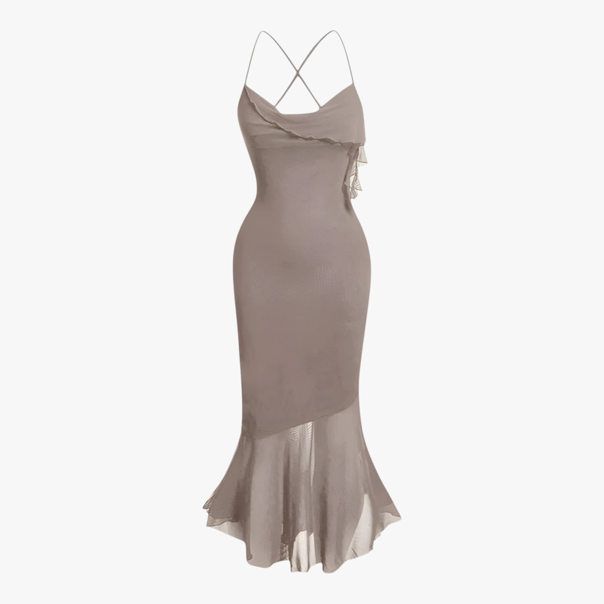 Aurélie | Draperet midi-kjole - Tidsløs og forførende - Brun - women's fashion - {{ product_tags }