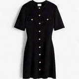 Lara | Mini dress in ribbed knit material with golden details