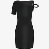 Naela | Mini asymmetrical knitted dress: bold, elegant, and relaxed chic