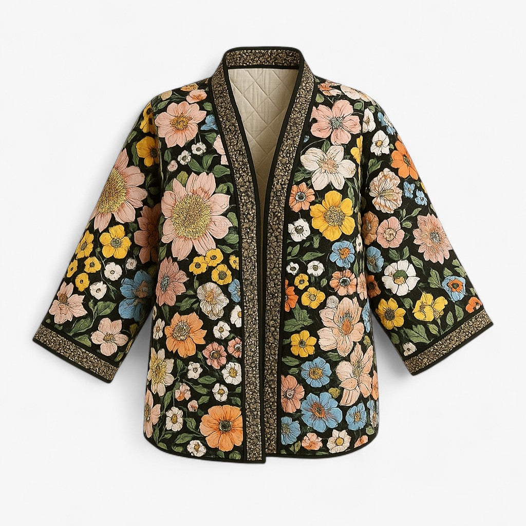 Sofie | Vinterjakke Dame med Blomstret Design - Blomster - Kvinders Jakker - {{ product_tags }