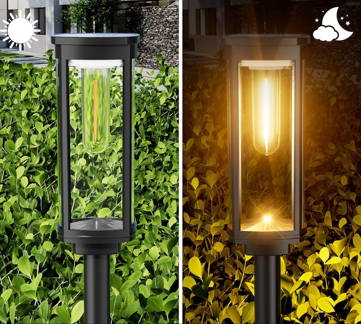 Udendørs Solcelle Havelamper - Sorte LED Sti-spyd (10-pak)
