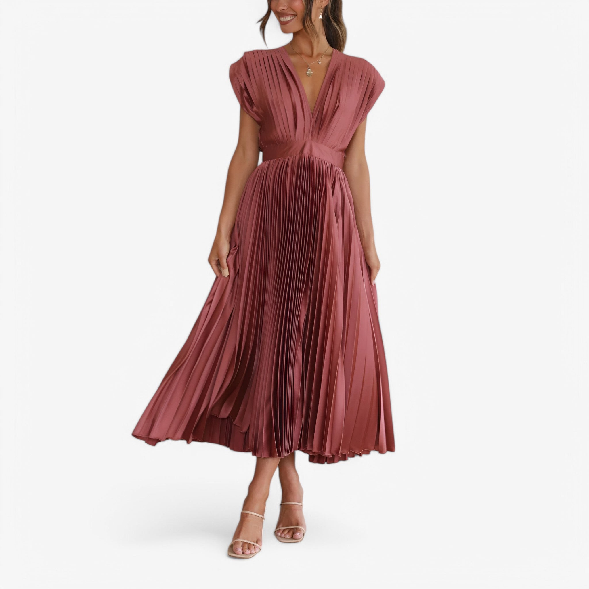 Ava | Maxi plisserede kjole - Elegant og komfortabel - Rosa rød - women's fashion - {{ product_tags }