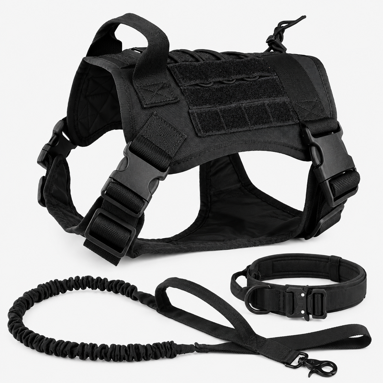 Bernado | Taktisk Hundesele i Polyester med Håndtag og Justerbare Stropper - Sort Sæt - other - {{ product_tags }