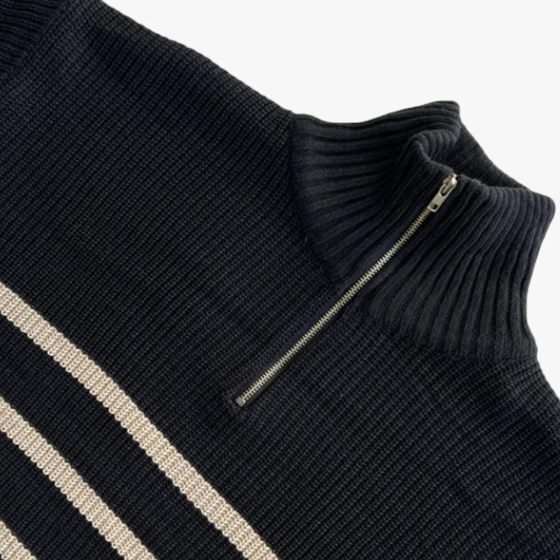 Theo | Herre Halv-Zip Striktrøje med Striber - - Sweatre - {{ product_tags }