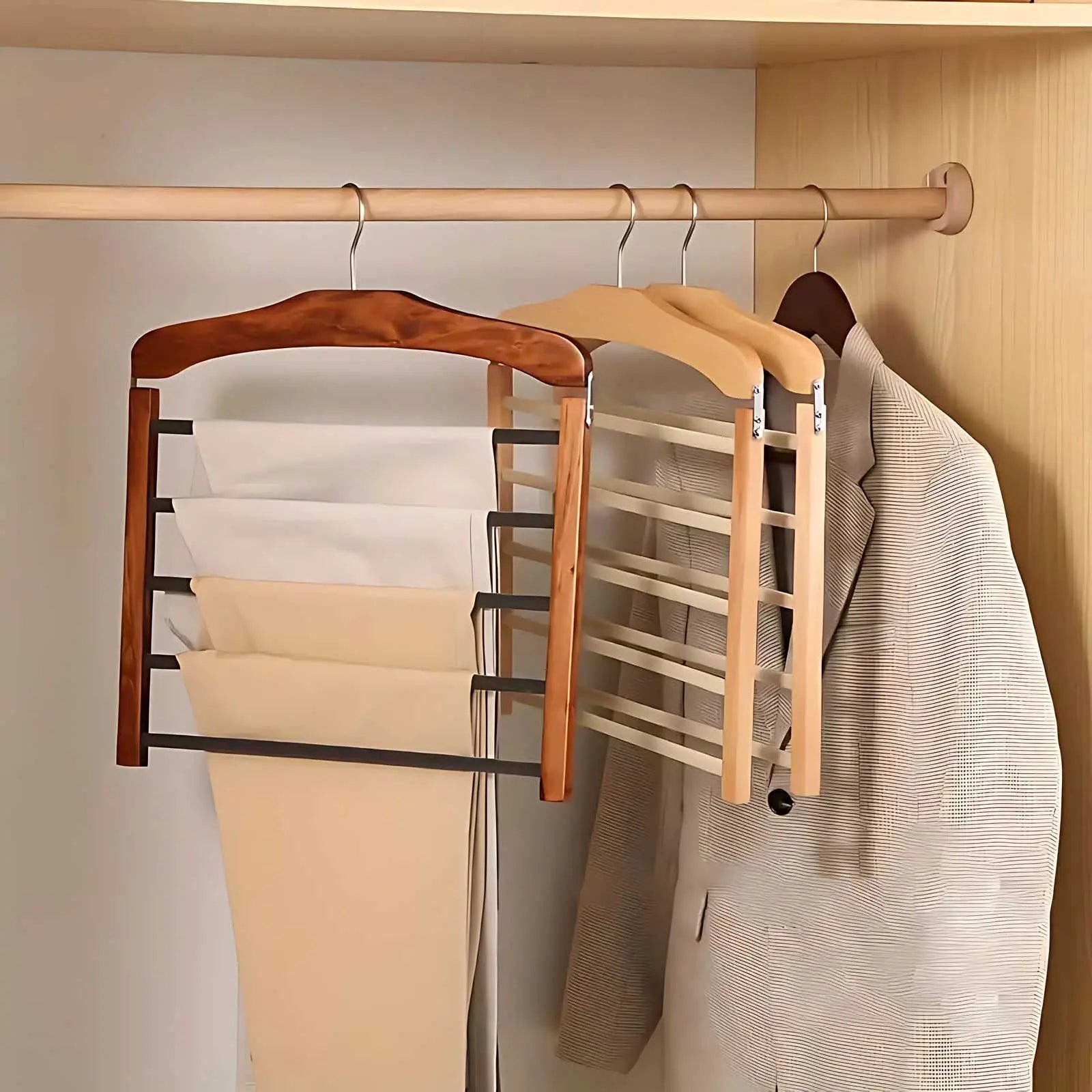 Garderobebøjle i flerlags træ - elegant pladsoptimering - - - {{ product_tags }