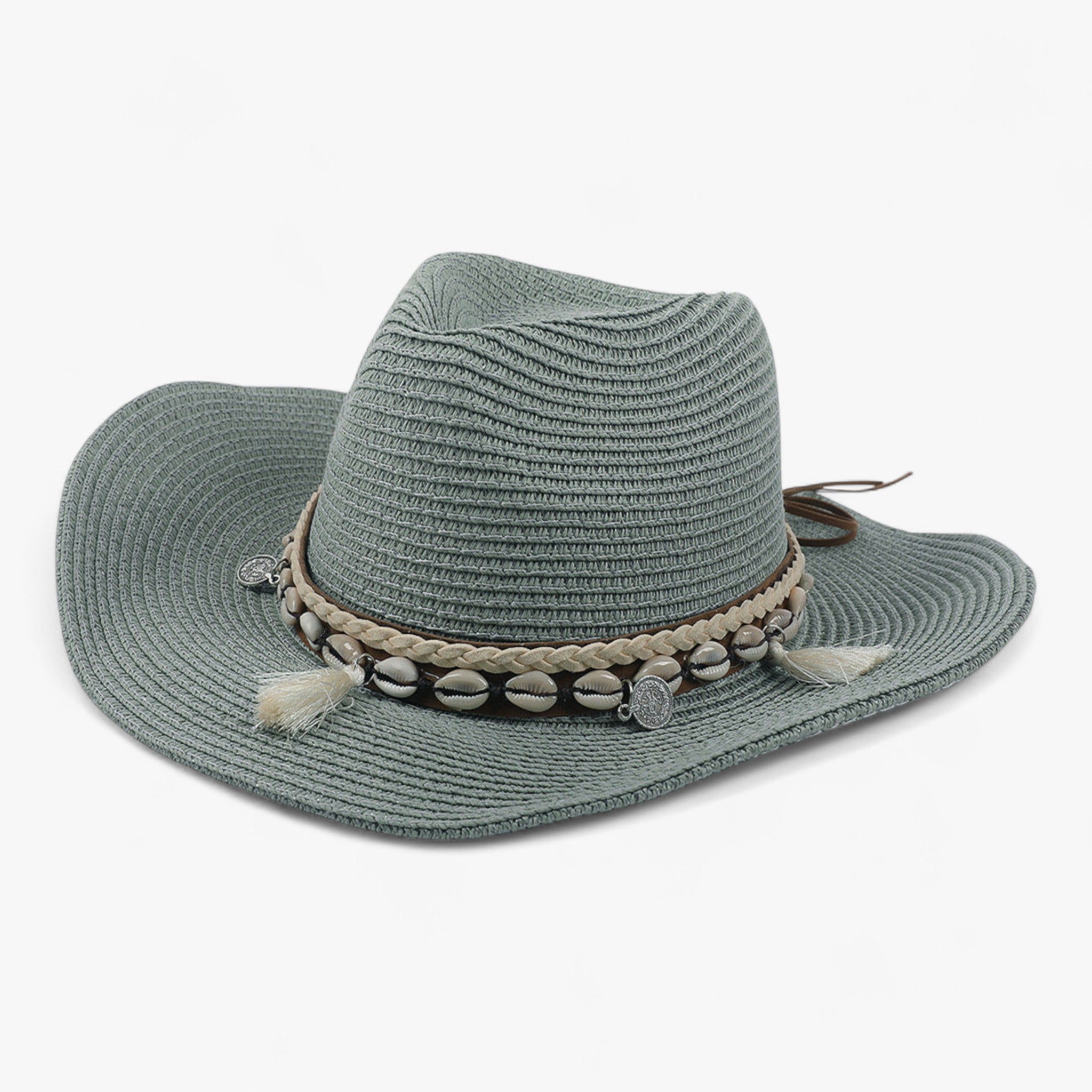 Veala | Solhat med skal og kvaster - Grøn - Hats - {{ product_tags }