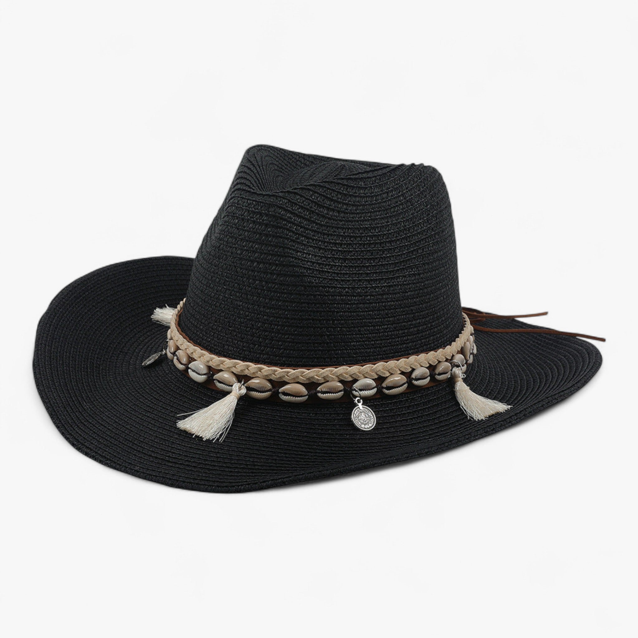Veala | Solhat med skal og kvaster - Sort - Hats - {{ product_tags }