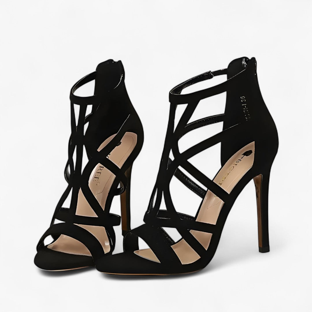 Aria | Høje hæle sandaler med snit – feminine og forførende - Sort - Aria | Høje hæle sandaler med snit – feminine og forførende - €25 - {{ product_tags }
