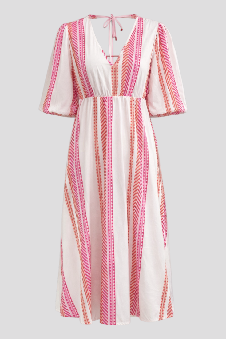 Aleiah | Farverig Sommerkjole med V-Hals til Kvinder