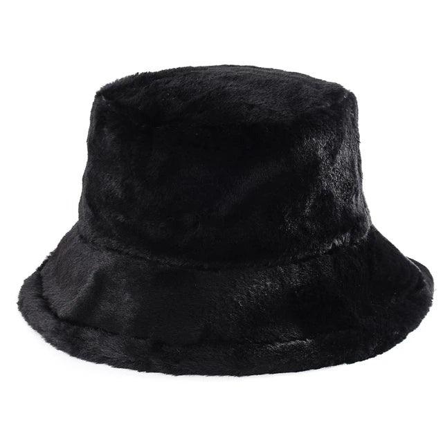 Jasmine - Winter Cow Leopard faux fur buckethat - Sort - winter - {{ product_tags }