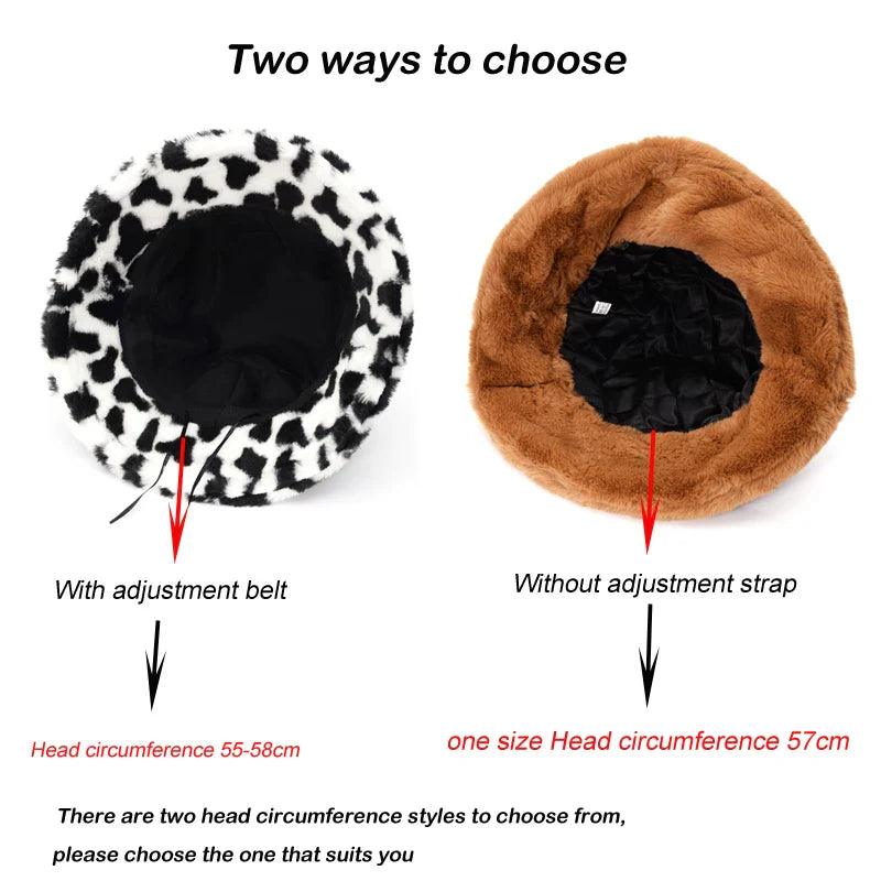Jasmine - Winter Cow Leopard faux fur buckethat - - winter - {{ product_tags }