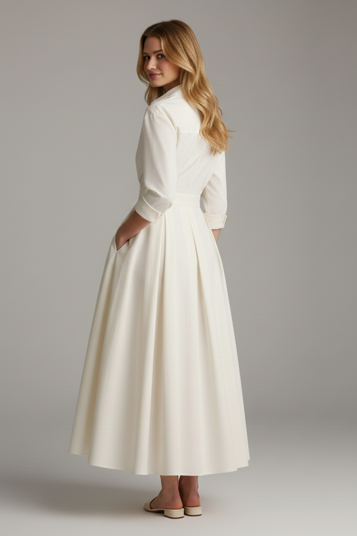 Dame Midikjole med Defineret Taljelinje - - Dress - {{ product_tags }