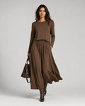 Bodil | Kvinder's Two-Piece Long Sleeve Top og Maxi Nederdel Sæt