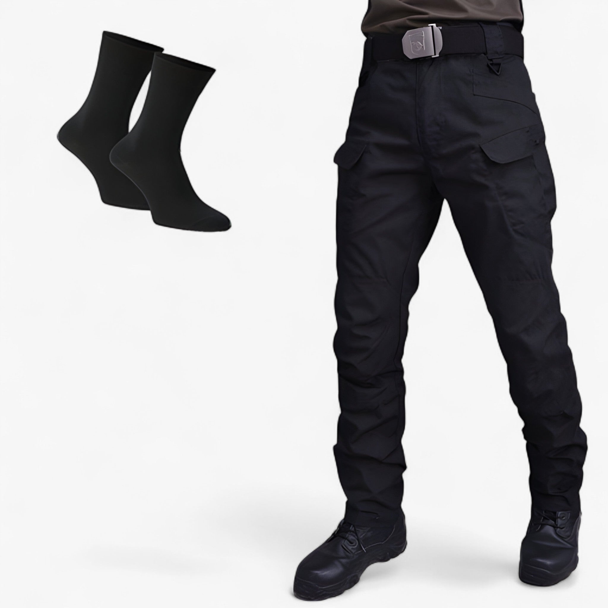 Leo | Mænds Åndbare Taktiske Bukser i Polyester - SORT + TO PAR BAMBUS STRØMPER - men's fashion - {{ product_tags }