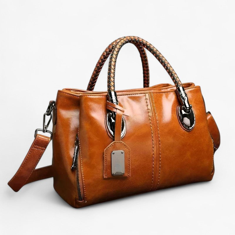 Harper - Klassisk lædertaske med flettede håndtag - - bags - {{ product_tags }