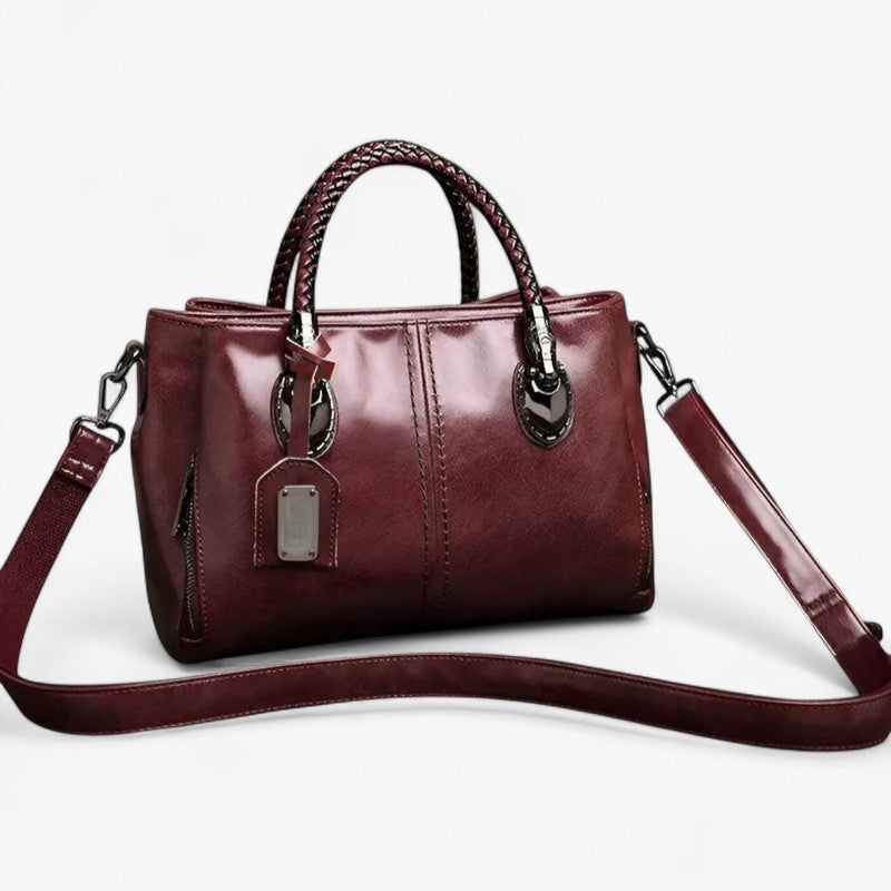 Harper - Klassisk lædertaske med flettede håndtag - Rådne - bags - {{ product_tags }