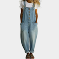 Mara - Vintage bløde bomulds-denim-look overalls med justerbare stropper