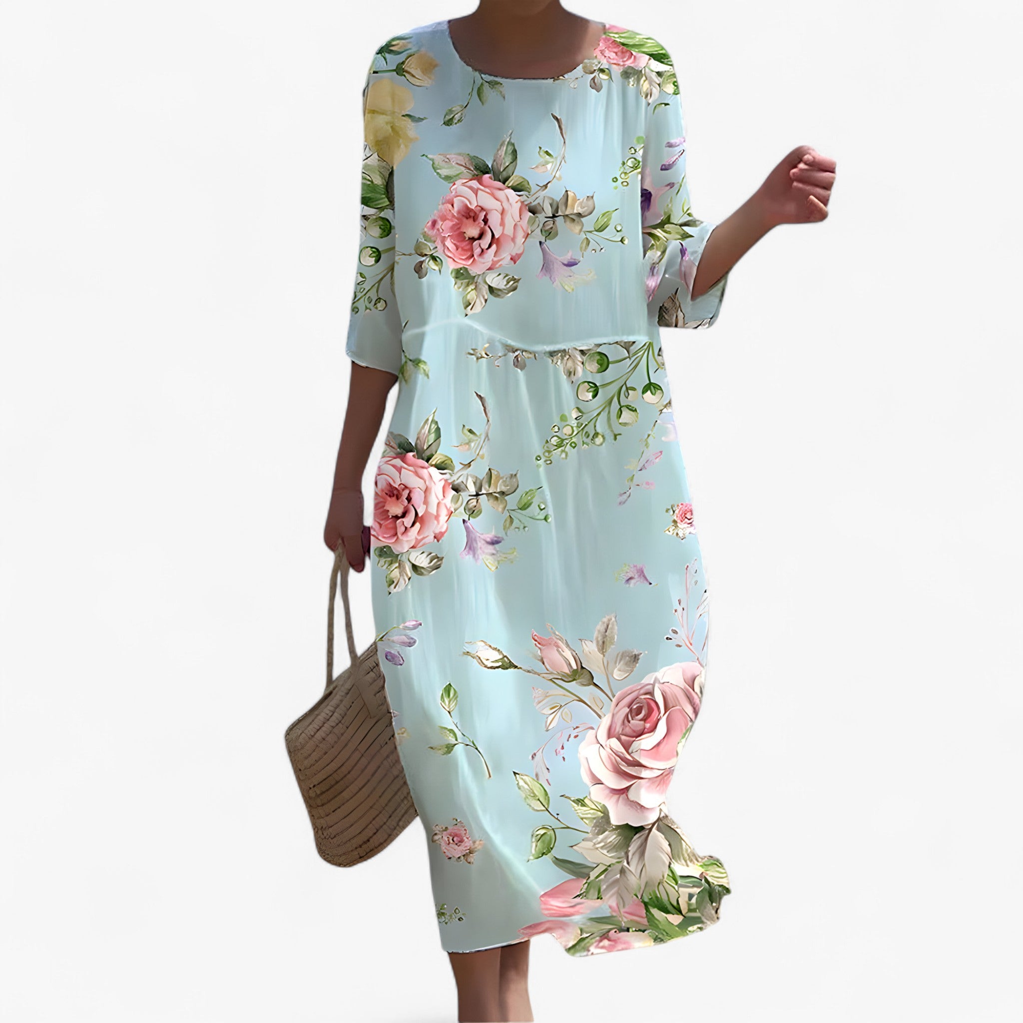 Brianna | Elegant Blomsterkjole - Blå - women's fashion - {{ product_tags }
