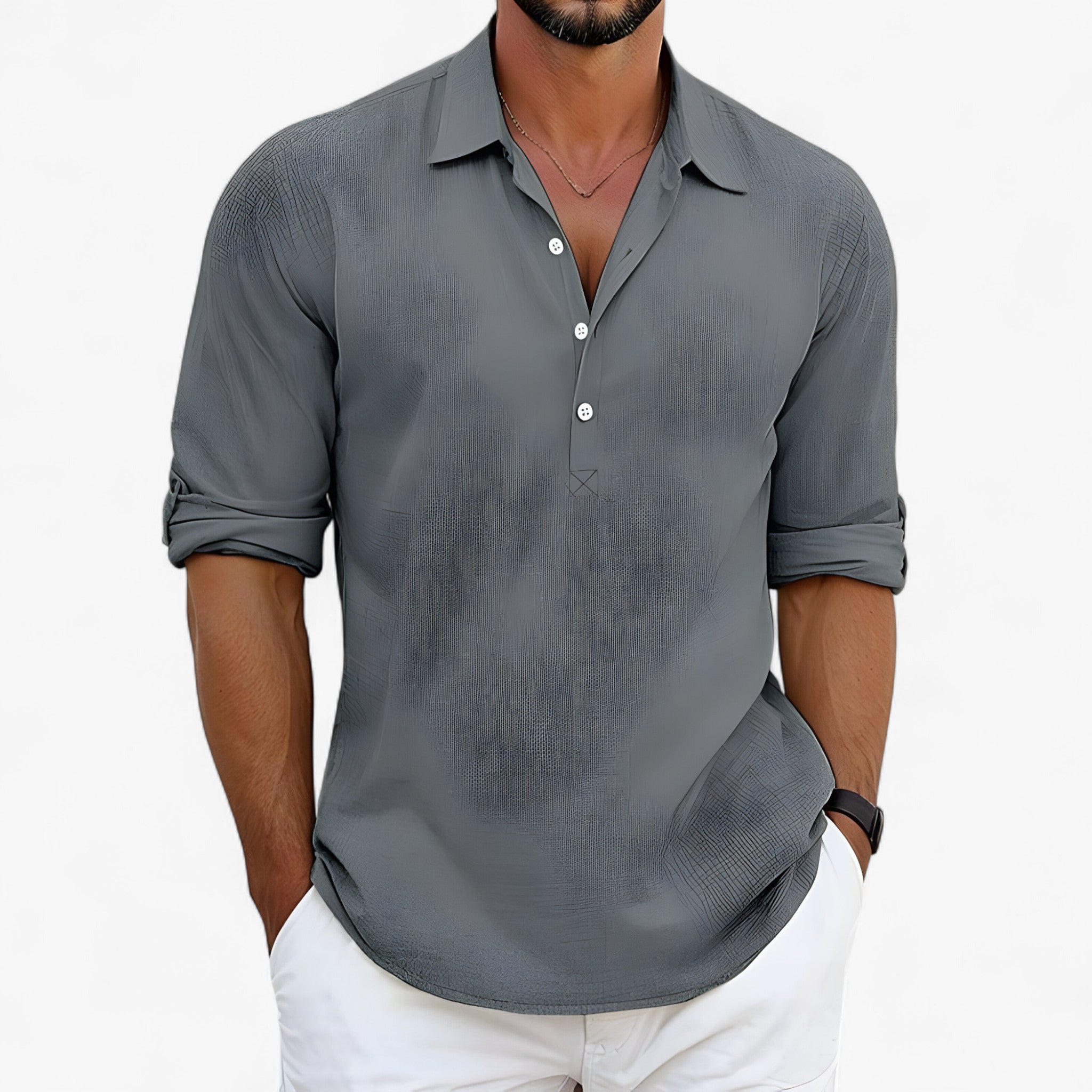Luca | Let Sommerskjorte – Åndbar Komfort i Solen - Grå - men's fashion - {{ product_tags }