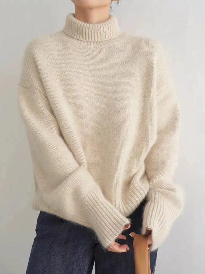 Dame Cashmere Trøje med Rullekrave