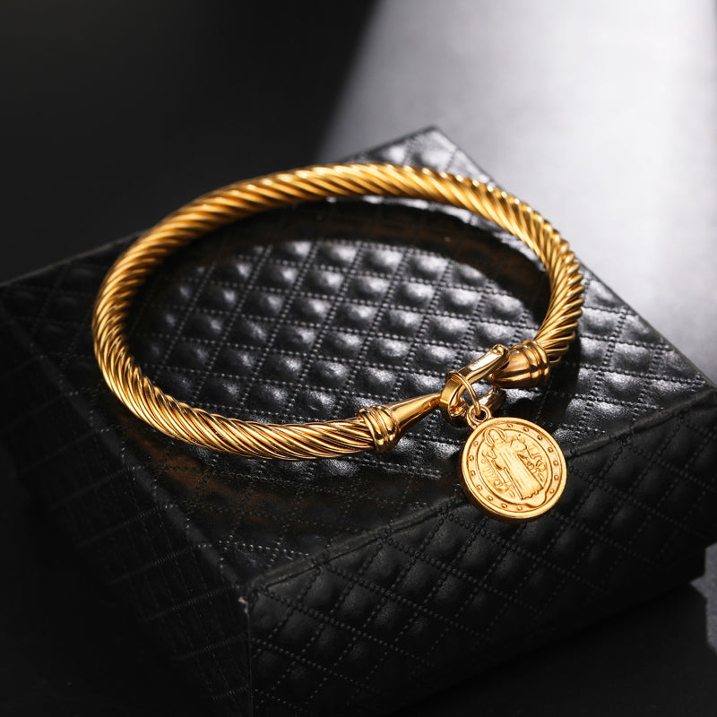Anna | Charm Armbånd Saint Benedict Guld - Religiøst Lord/Lady Armbånd - - Bracelet - {{ product_tags }