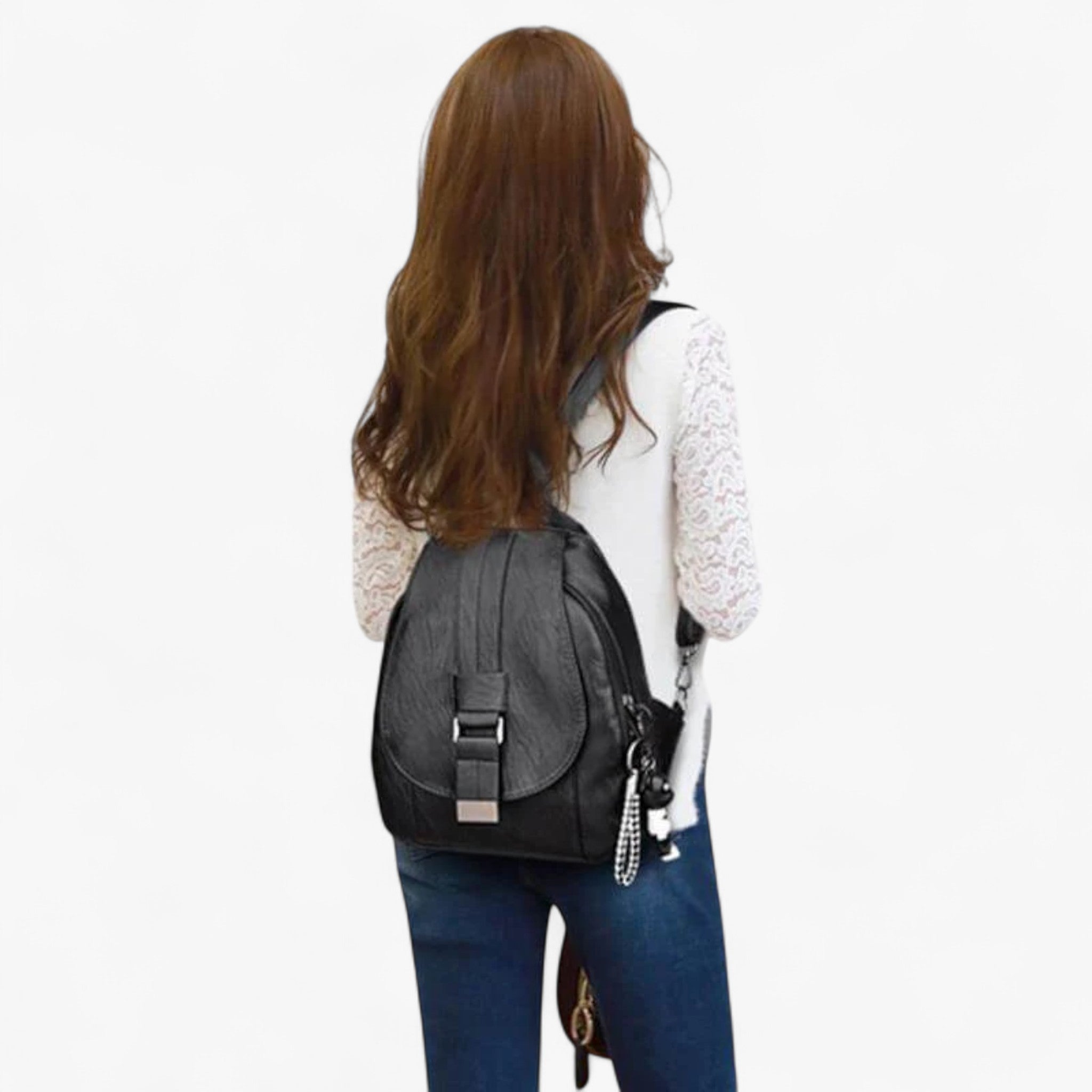 Veala | Elegant og chic læderrygsæk - Sort - bags - {{ product_tags }