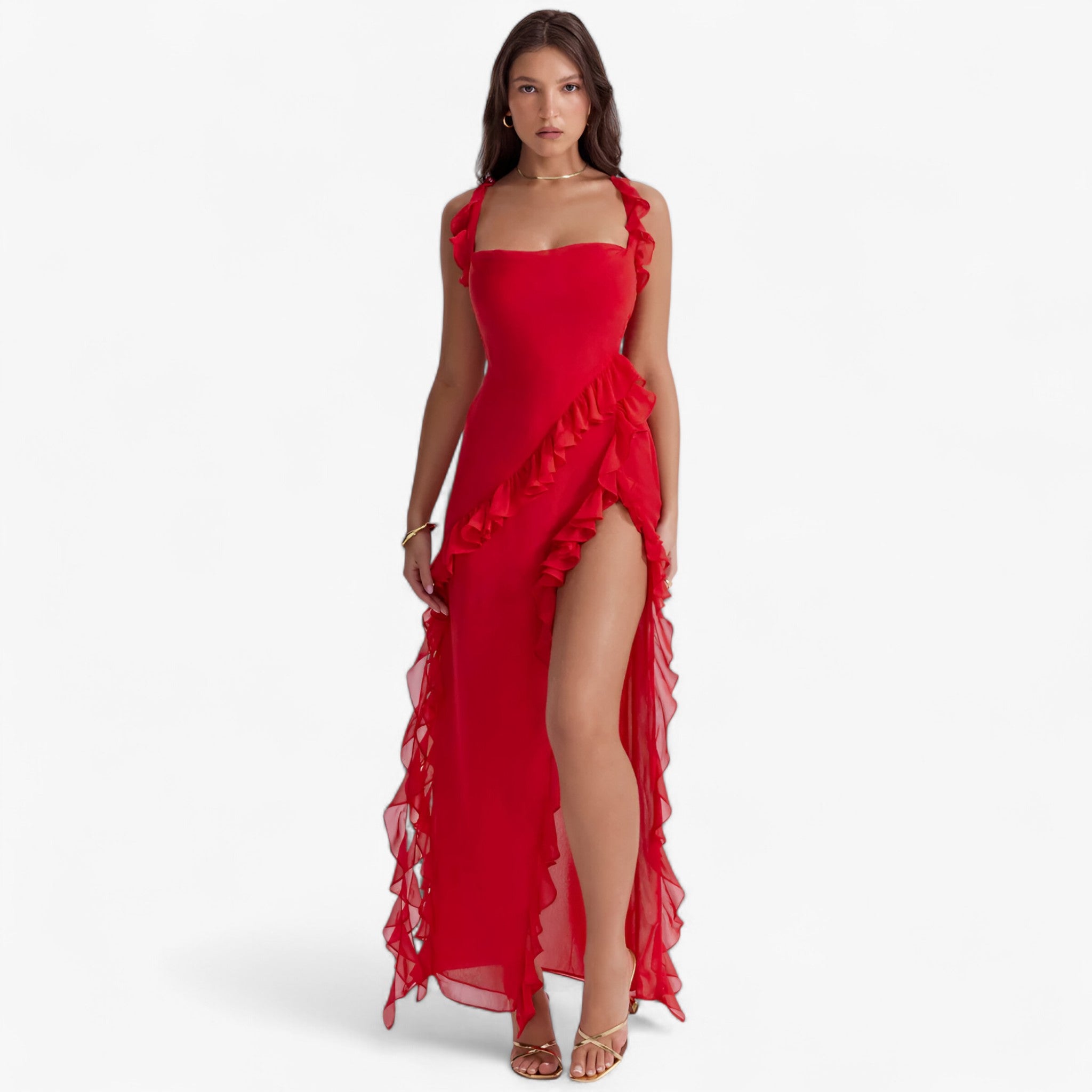 Elvira | Lang kjole – Dristigt og elegant sommerlook - Rød - women's fashion - {{ product_tags }