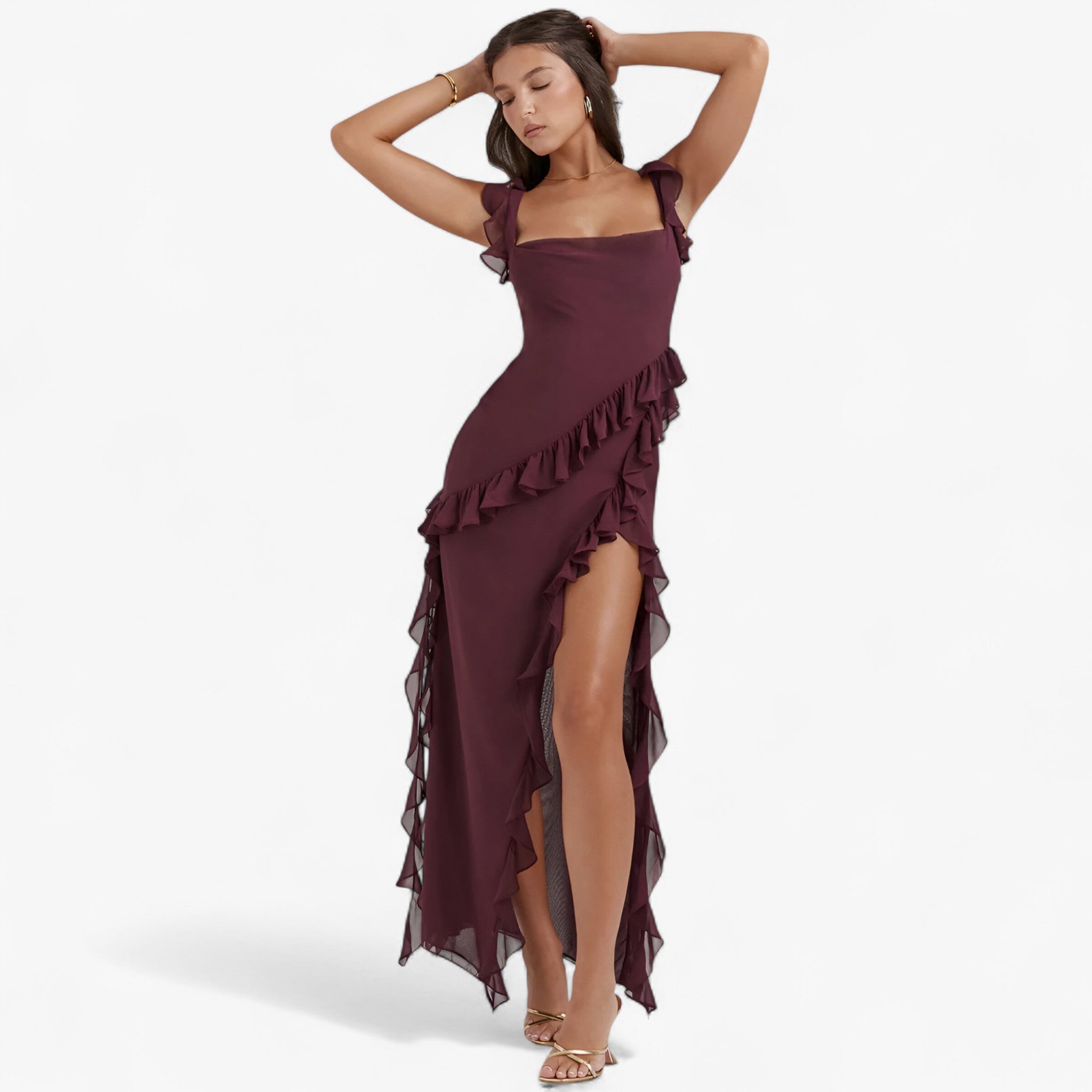 Elvira | Lang kjole – Dristigt og elegant sommerlook - Bourgogne - women's fashion - {{ product_tags }