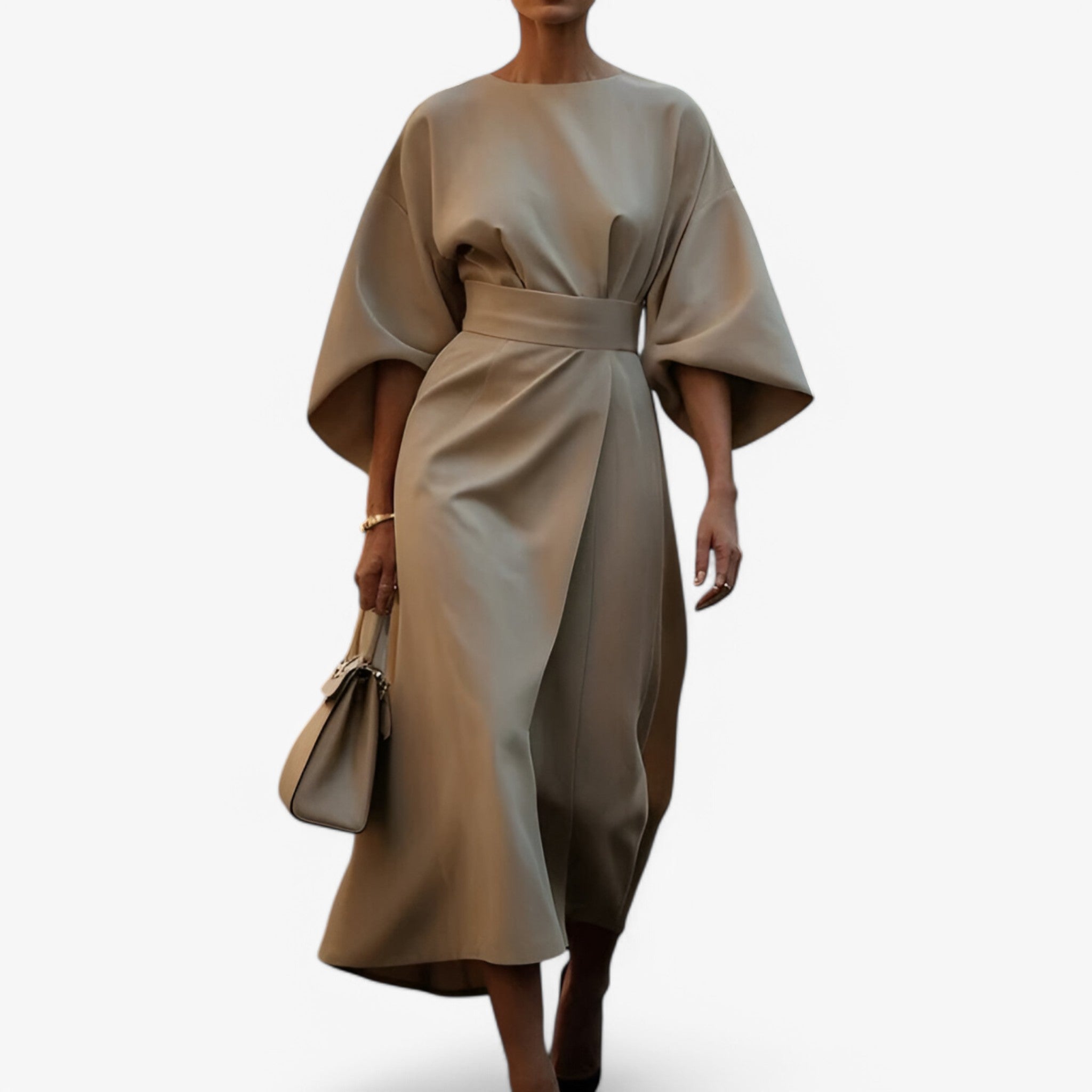 Nova | Asymmetrisk kjole - moderne og yndefuld - Beige - women's fashion - {{ product_tags }