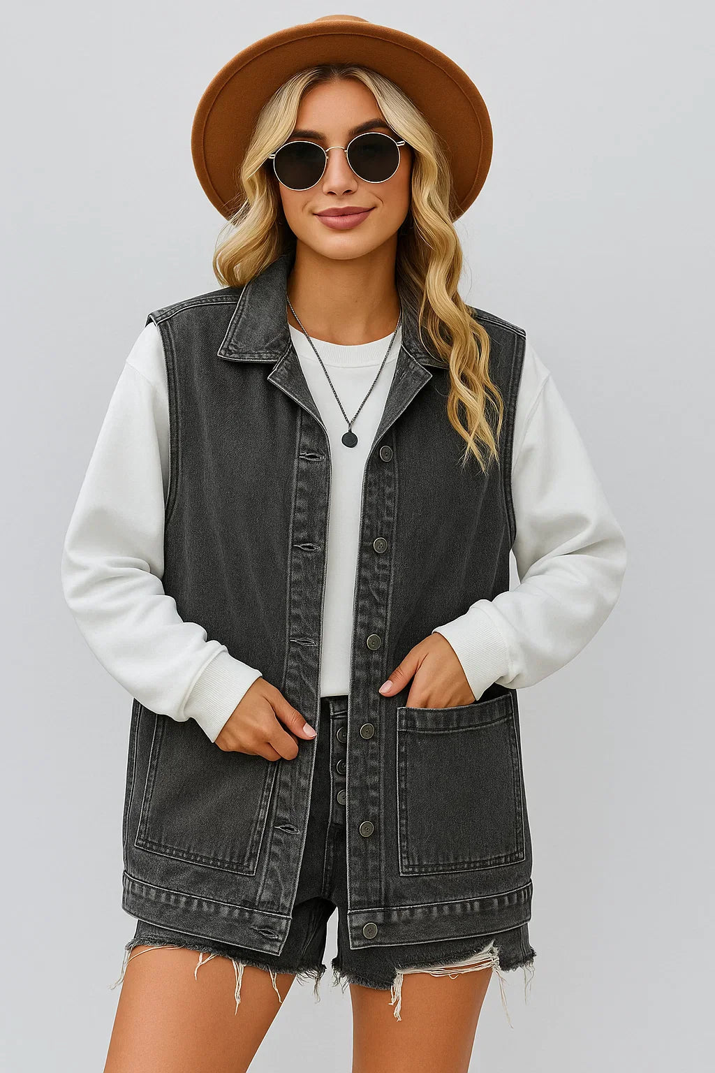 Natalia – Denim vintage casual vest med knapper - - Natalia – Denim vintage casual vest med knapper - €25 - {{ product_tags }