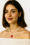 LiveWell Collar de perlas con corazón sanador