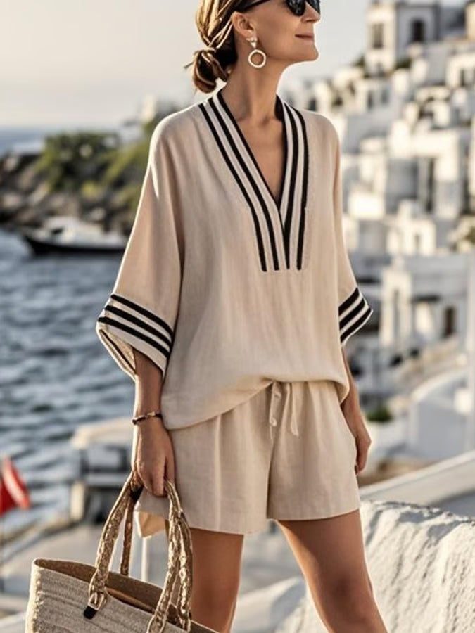 Josefine | Quinn | Coastal Sæt — ubesværet stil til afslappede dage - - Two-Piece Set - {{ product_tags }