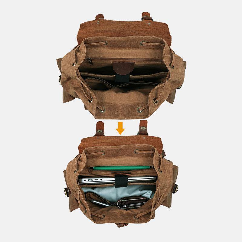 RetroRider laptop-rygsæk i lærred og læder - - bags - {{ product_tags }