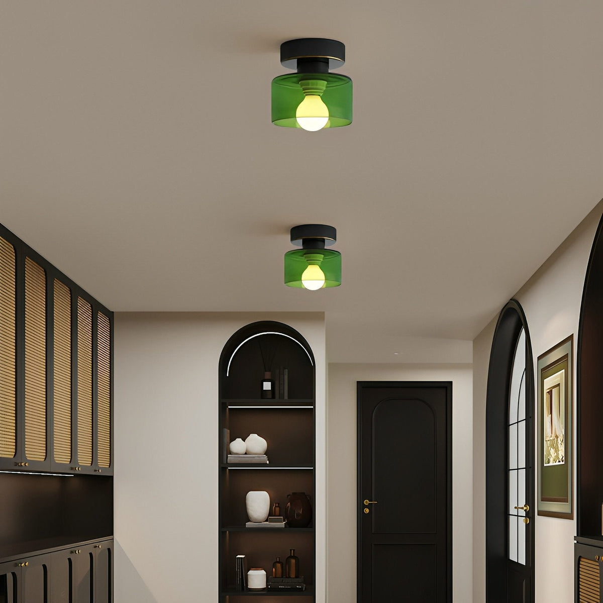Bauhaus Geometrisk Alabast Semi-Flush Loftslampe Tromle