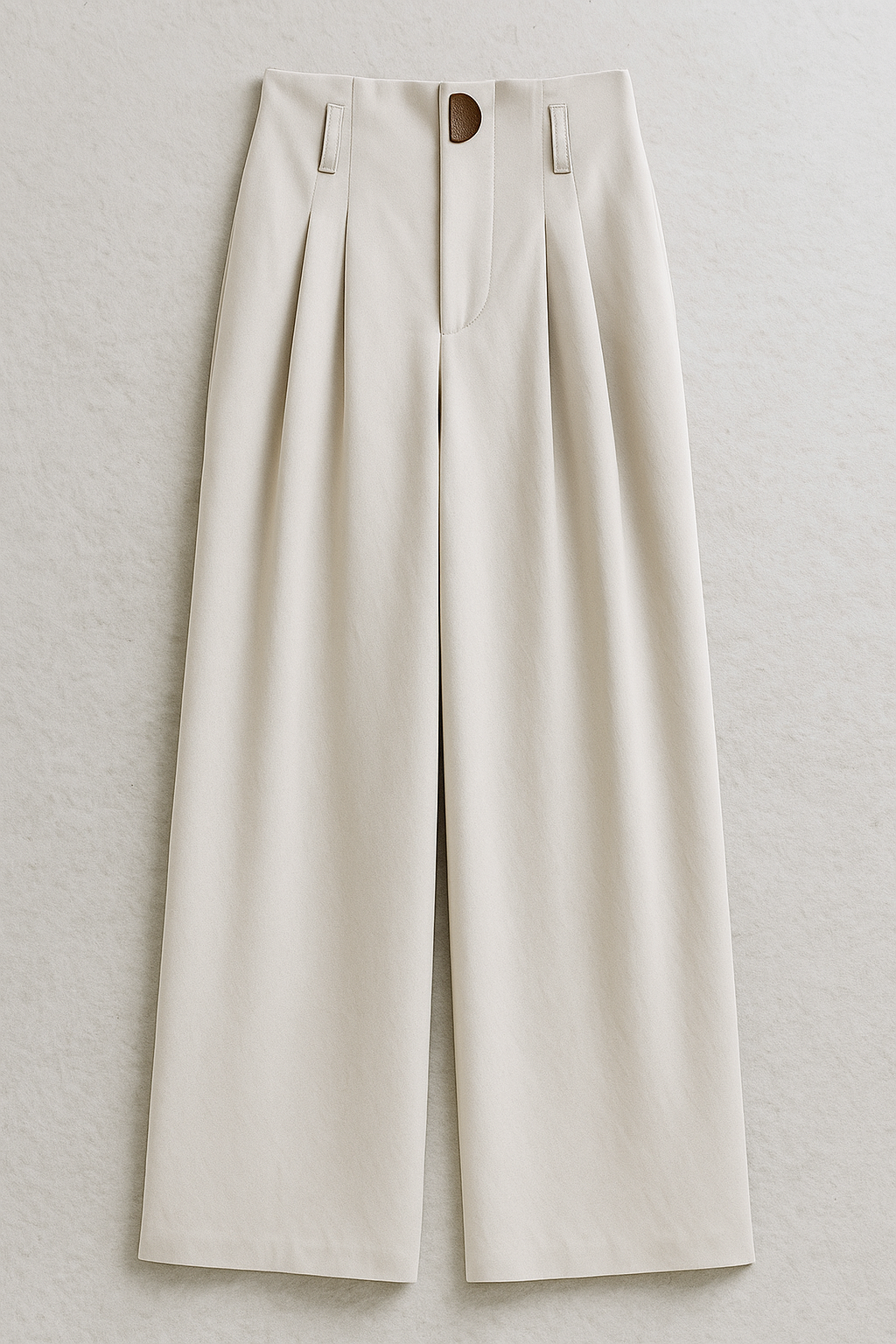 Lana | Brede højtaljede damebukser med læg - Beige - Lana | Brede højtaljede damebukser med læg - €25 - {{ product_tags }