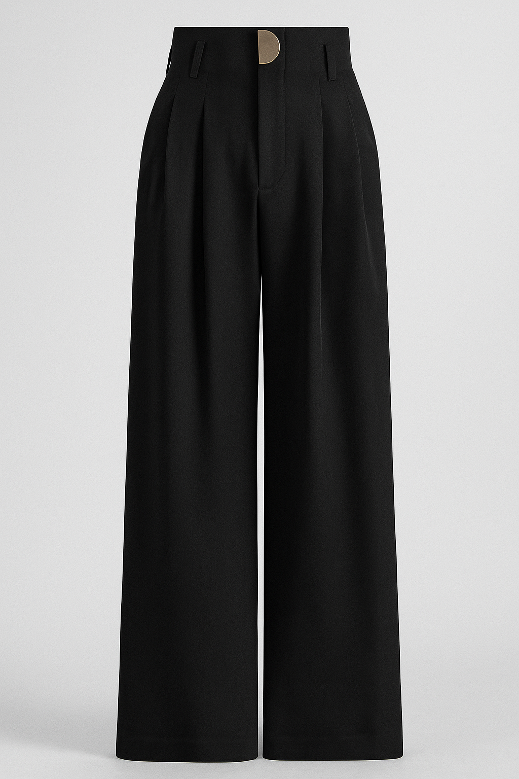 Lana | Brede højtaljede damebukser med læg - Sort - Lana | Brede højtaljede damebukser med læg - €25 - {{ product_tags }
