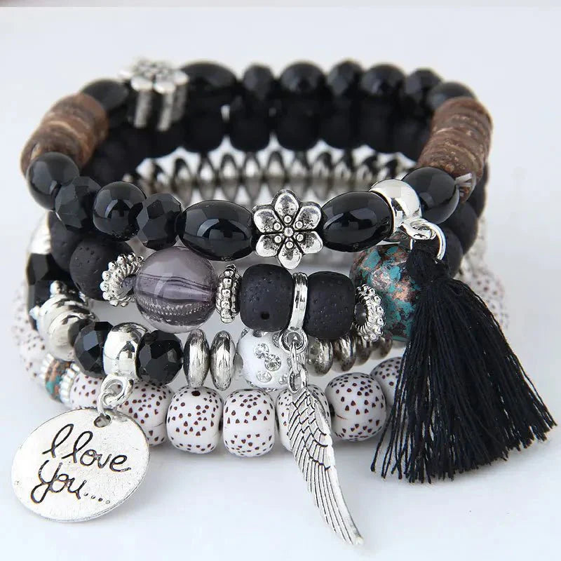 Opslagsarmbånd med charmeperler i boheme-stil - Nero - women's fashion - {{ product_tags }
