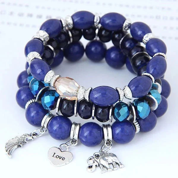 Opslagsarmbånd med charmeperler i boheme-stil - Blu - women's fashion - {{ product_tags }